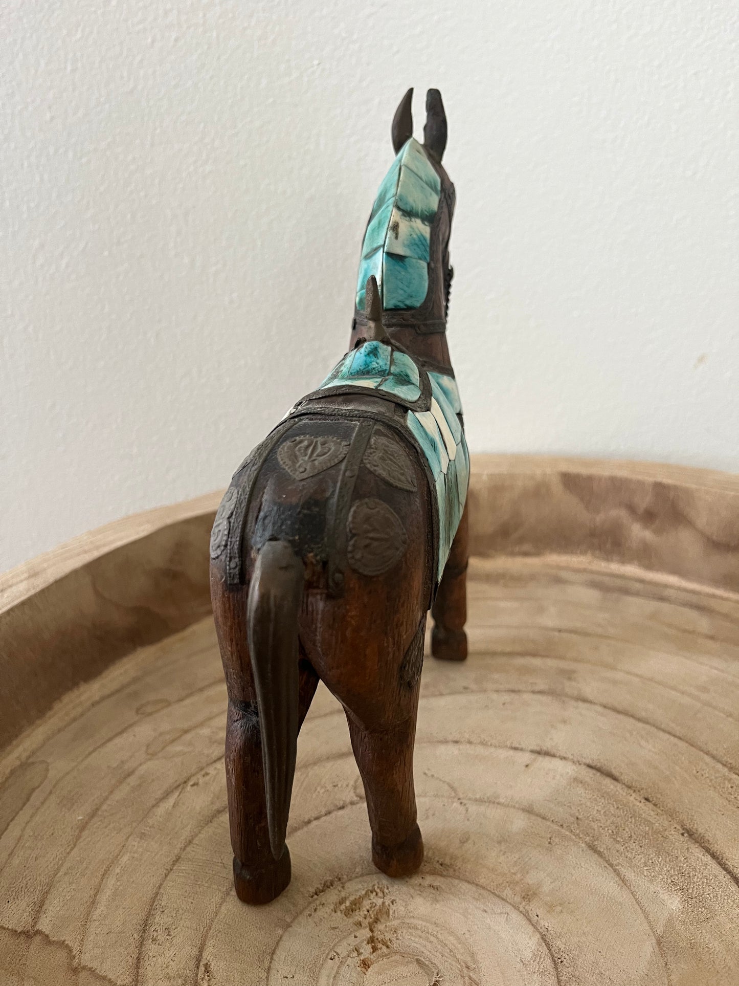 Wood Carved Horse Sculptures- Pair