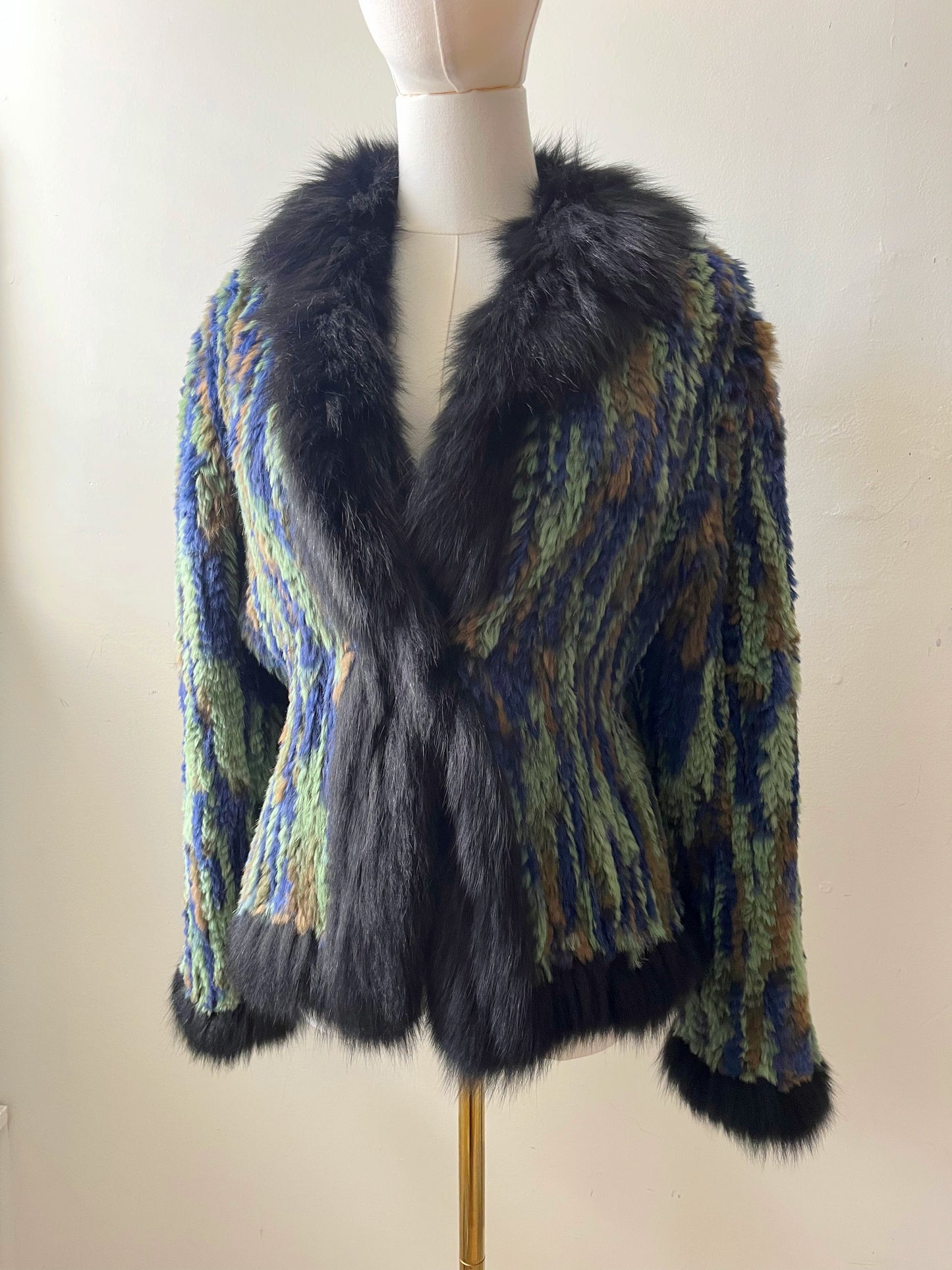 Adrienne Landau Mosaic Fur Jacket| S/M