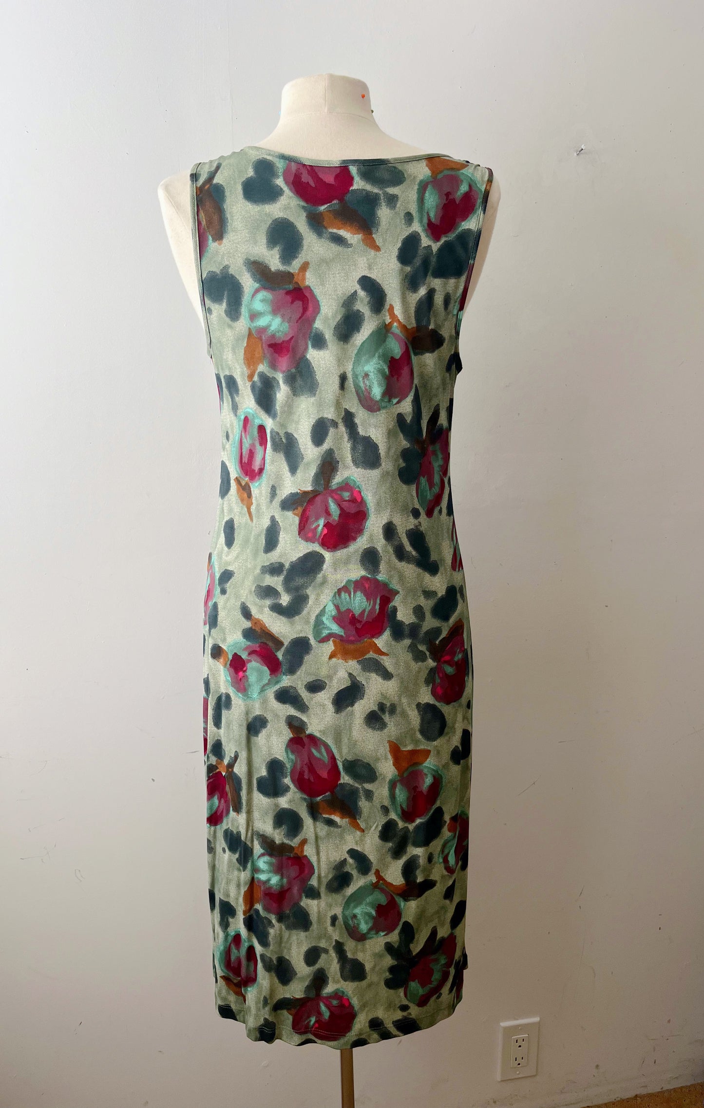 Watercolor Green Floral Dress| Large