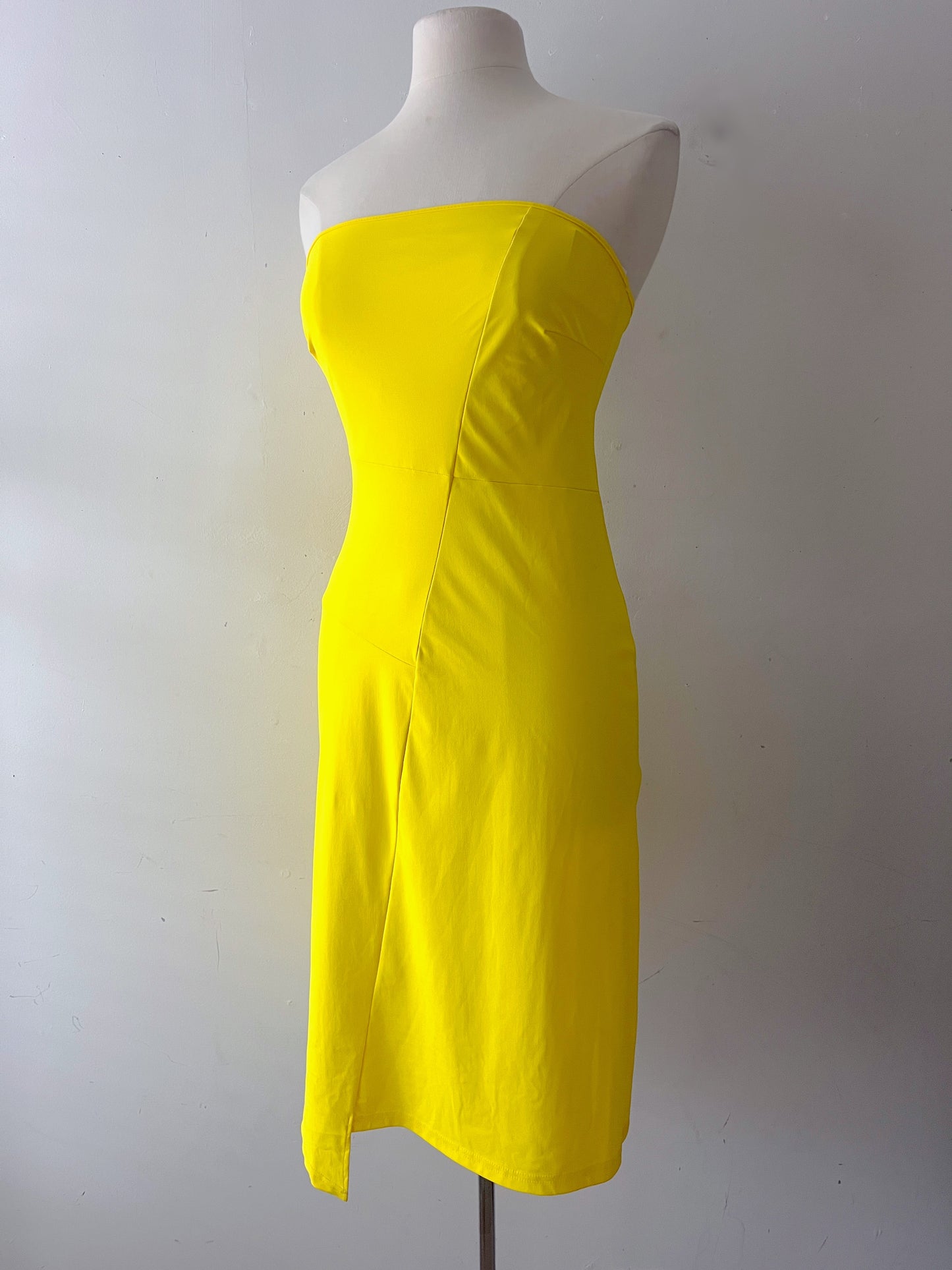 Canary Yellow Strapless Tube Dress| Medium