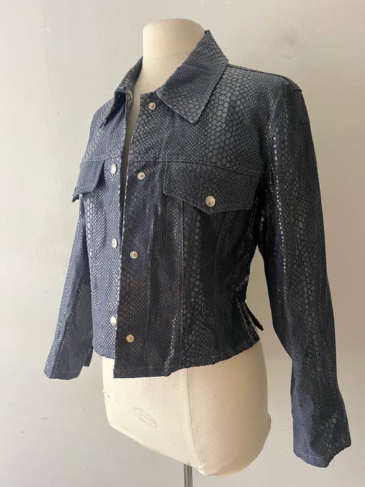 Coated Denim Snakeskin Jacket & Pant Set| Small