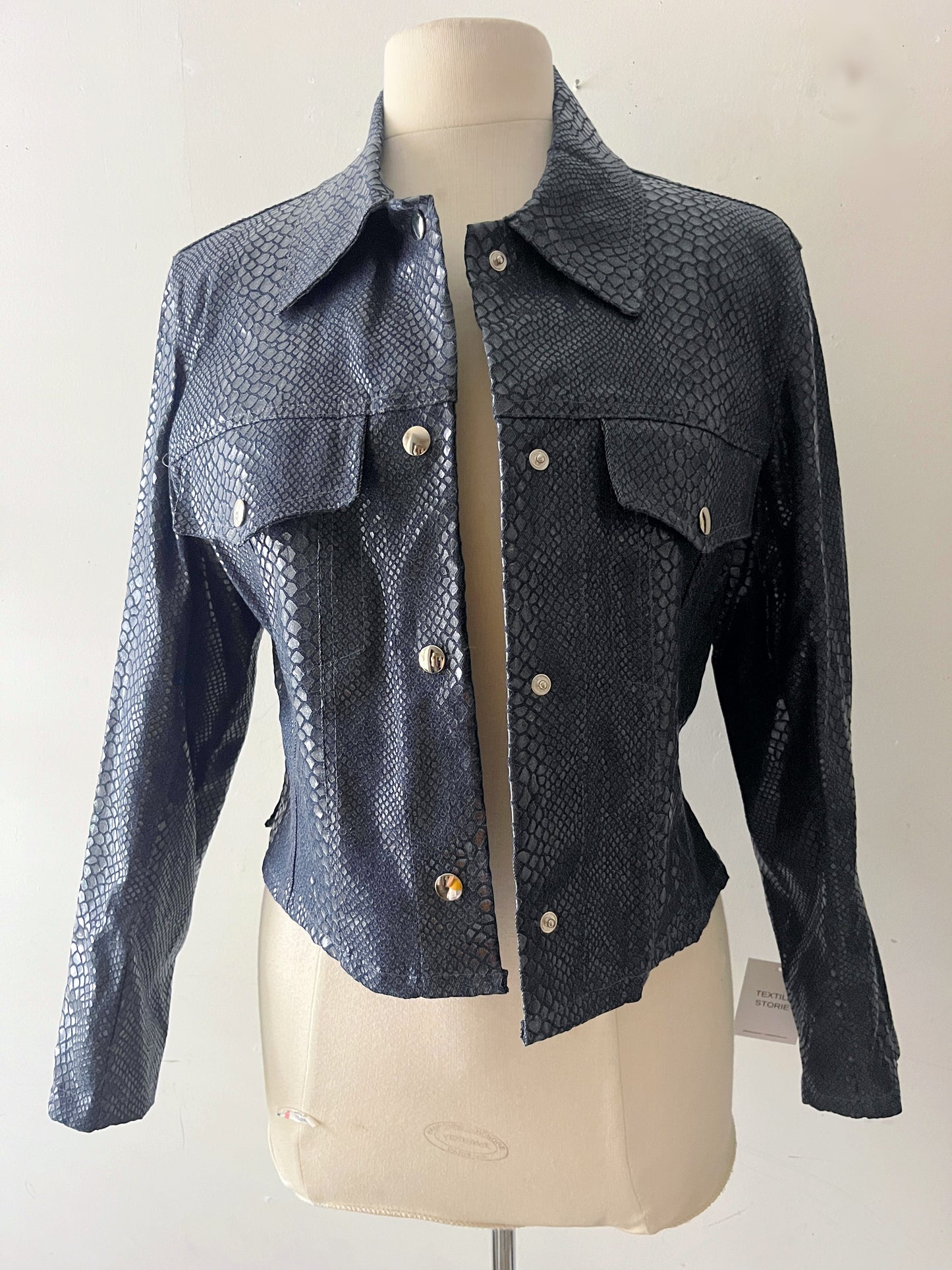 Coated Denim Snakeskin Jacket & Pant Set| Small