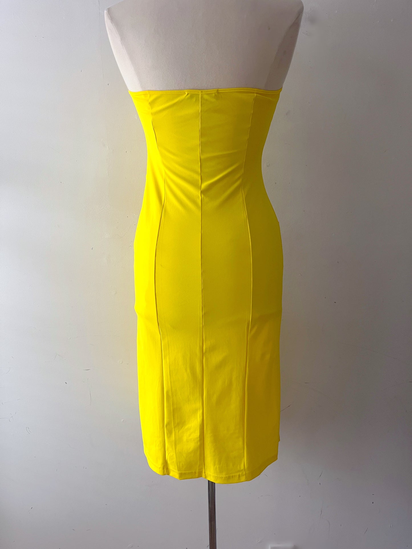 Canary Yellow Strapless Tube Dress| Medium