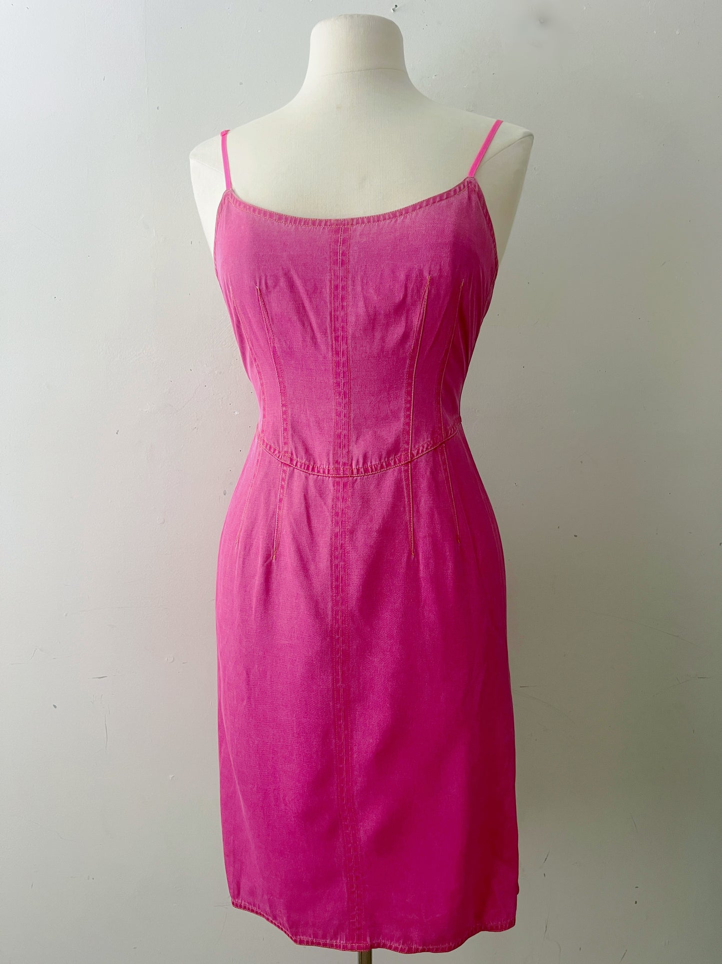 Euro Denim-Look Corset Dress| Small