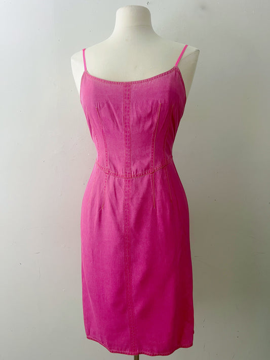 Euro Denim-Look Corset Dress| Small