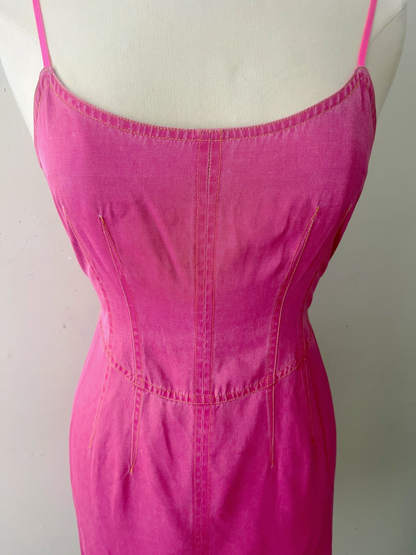 Euro Denim-Look Corset Dress| Small