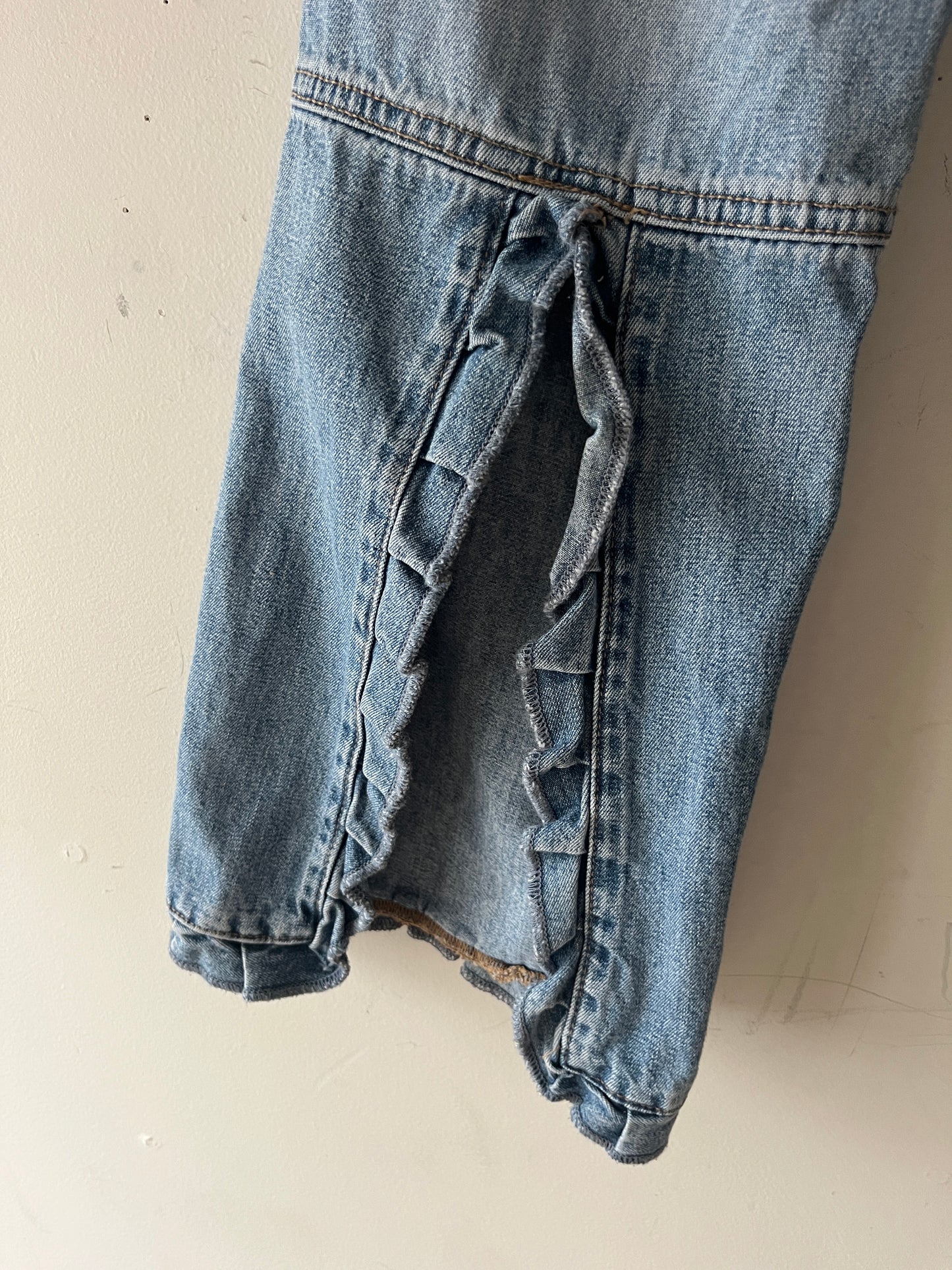 Todd Oldham Low rise Split-Denim Ruffle Flare | Medium
