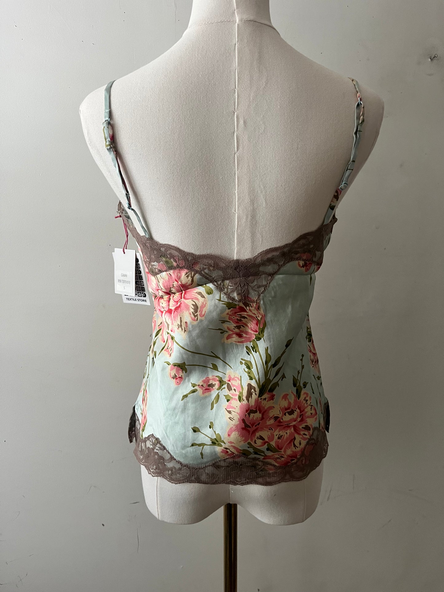 Gold Hawk Silk Cami Blue Mint Floral | Small