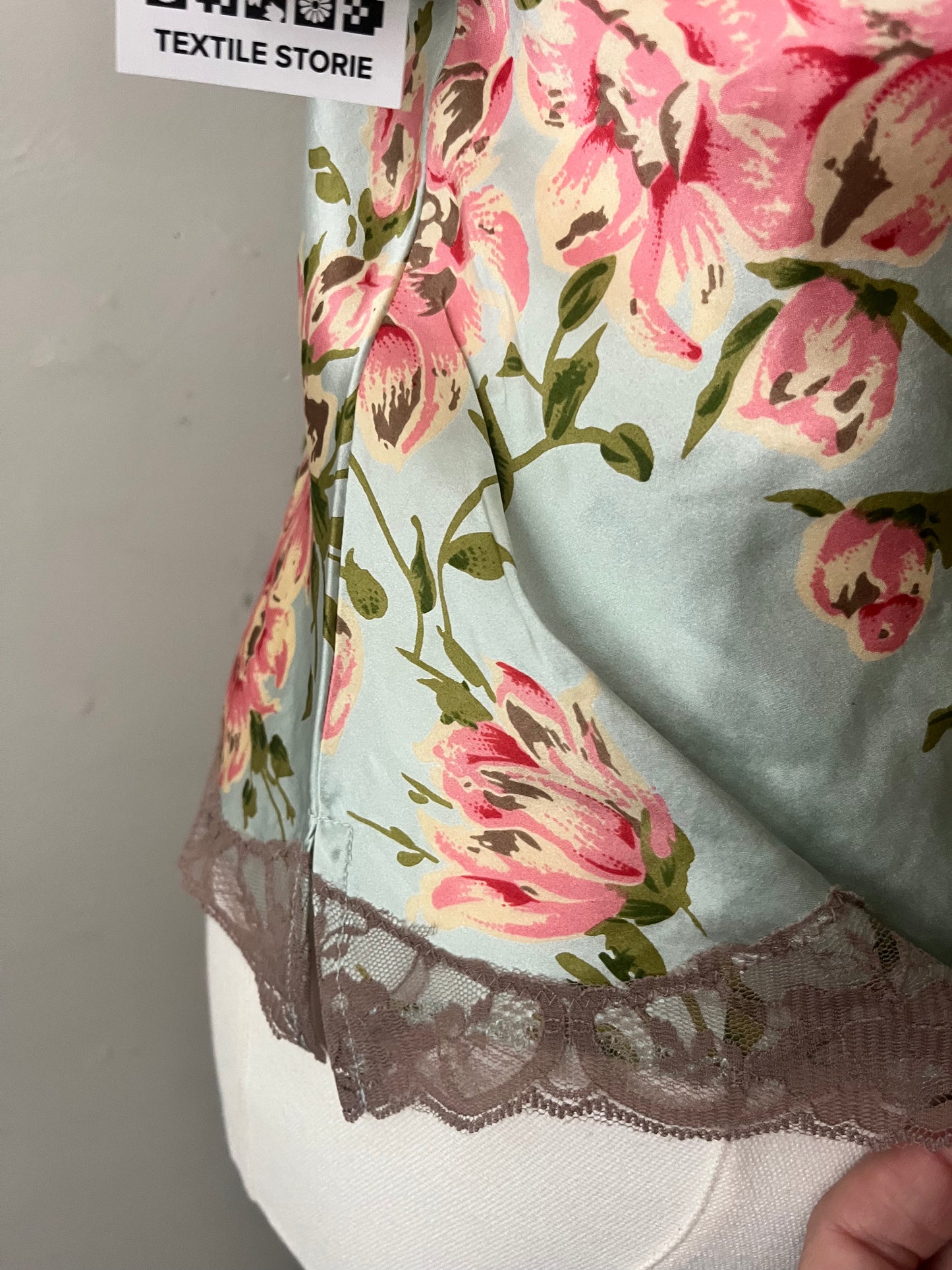 Gold Hawk Silk Cami Blue Mint Floral | Small