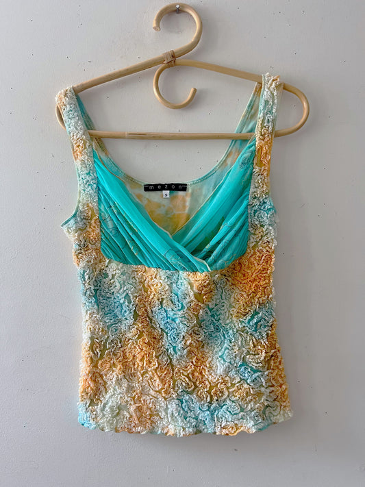 Ruffle Texture Sea Coral Top| S/M