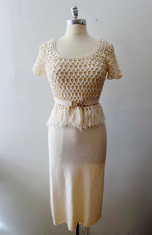 Crochet Knit Fringe Dress