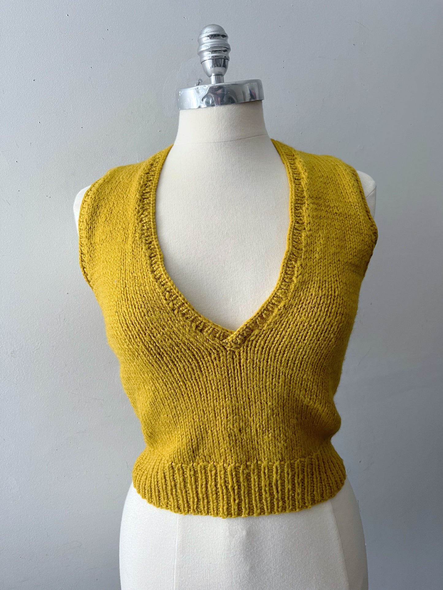 Mustard hand knit vest