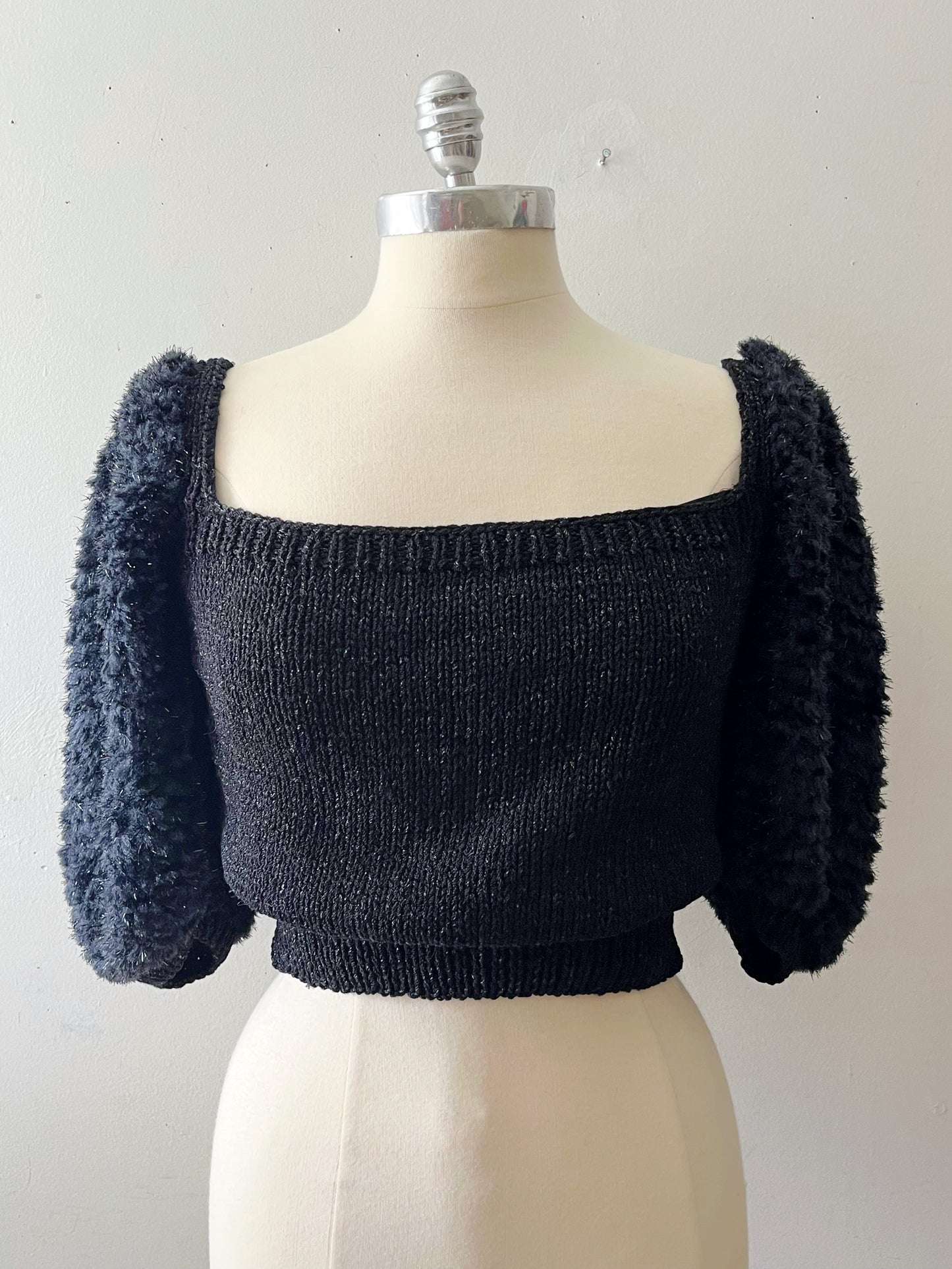 Teddy Off The Shoulder Cropped Knit Top