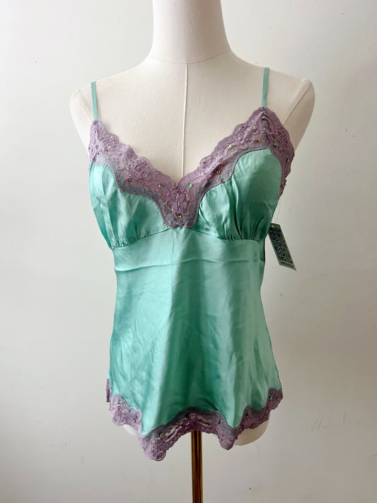 Gold Hawk Silk Cami Blue Purple | Medium