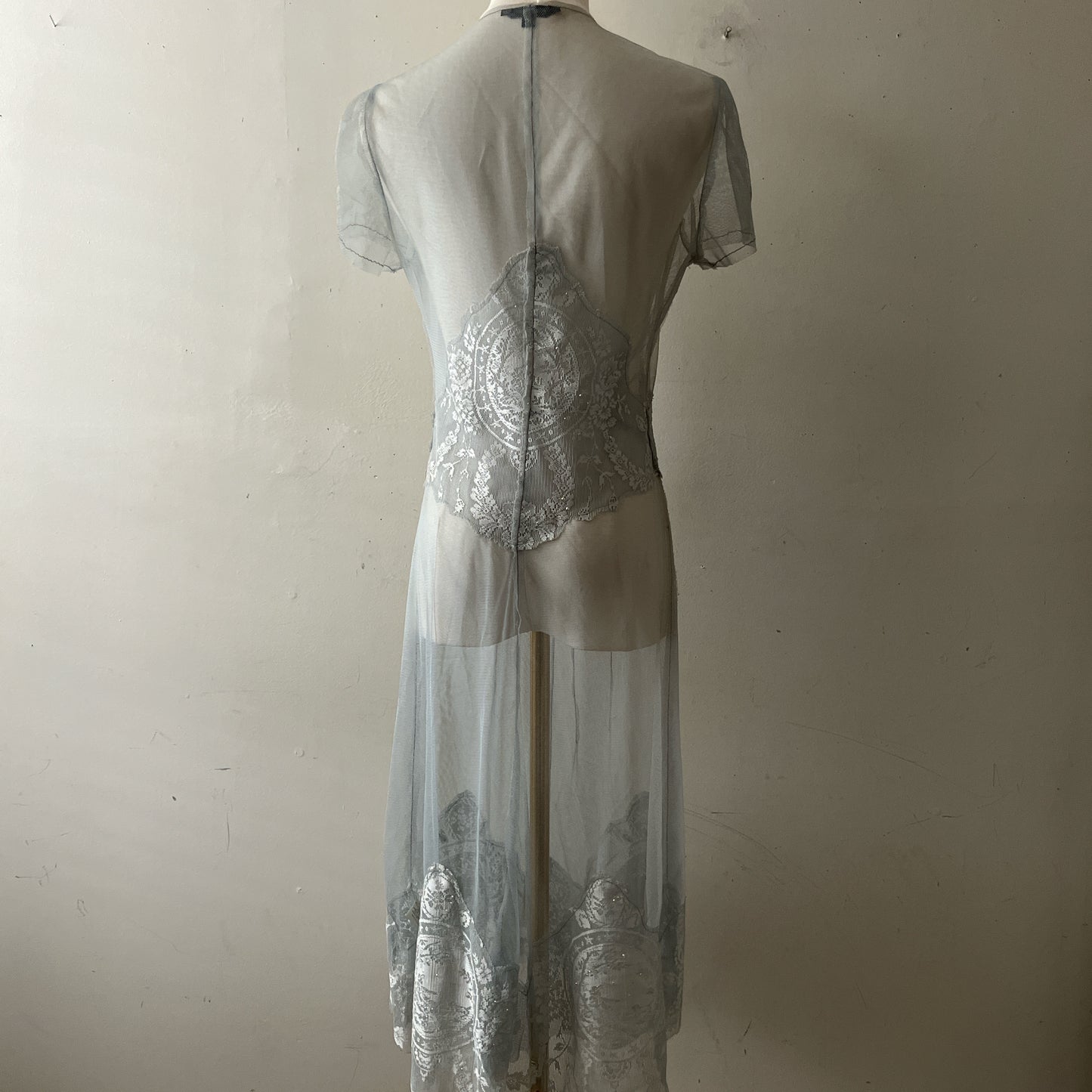 Pale Blue Mesh Lace Dress| Small
