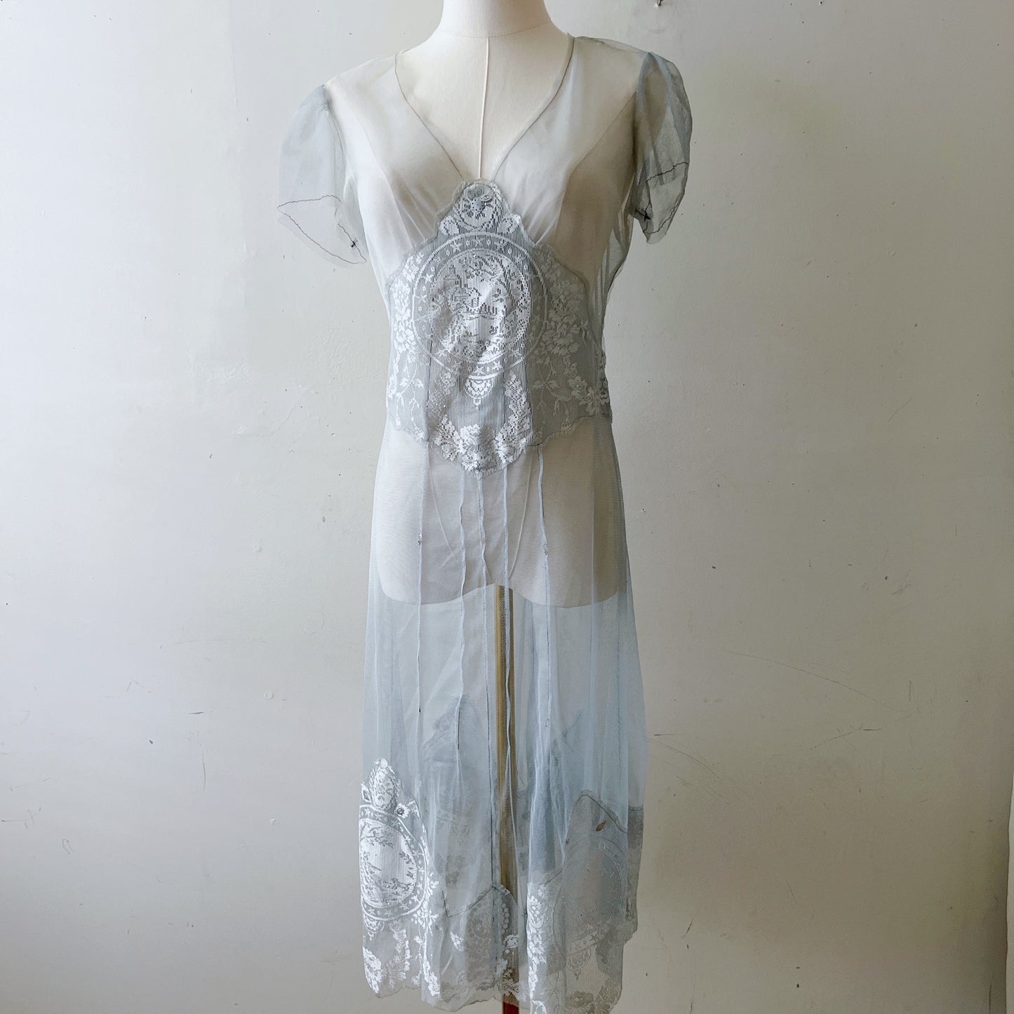 Pale Blue Mesh Lace Dress| Small