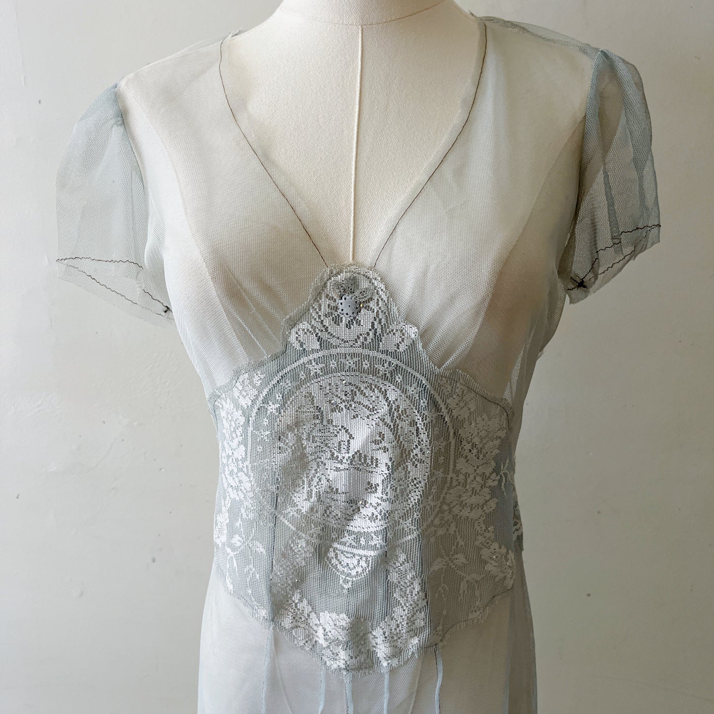 Pale Blue Mesh Lace Dress| Small