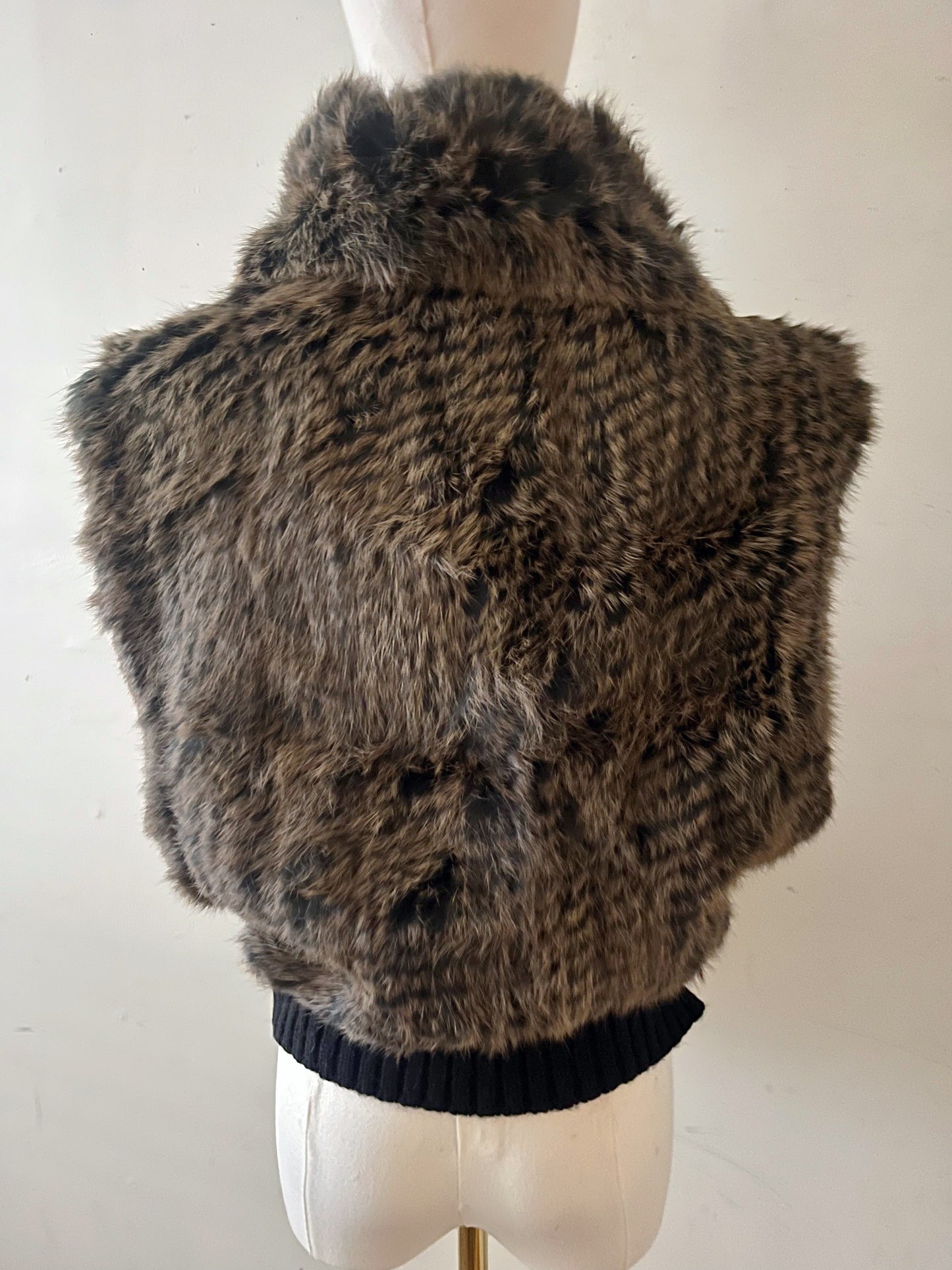 Rabbit Fur Turtle Neck Top Vest | M/L