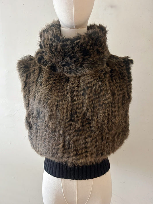 Rabbit Fur Turtle Neck Top Vest | M/L