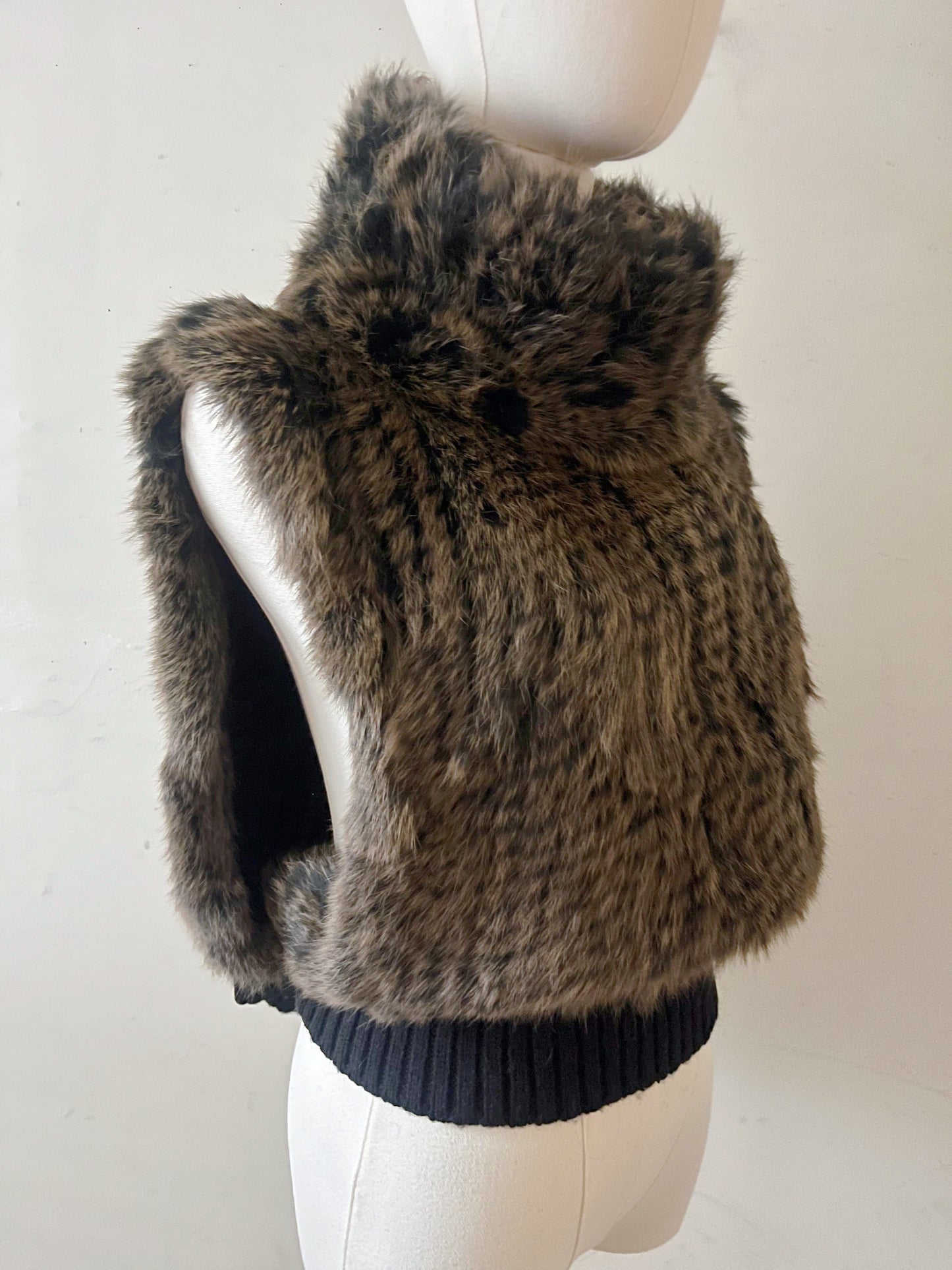 Rabbit Fur Turtle Neck Top Vest | M/L