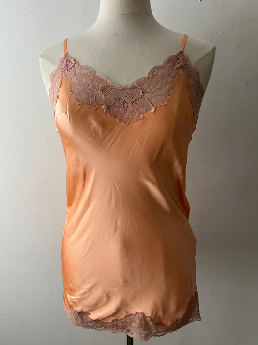 Silk Lace-Trim Long Cami Top| Small