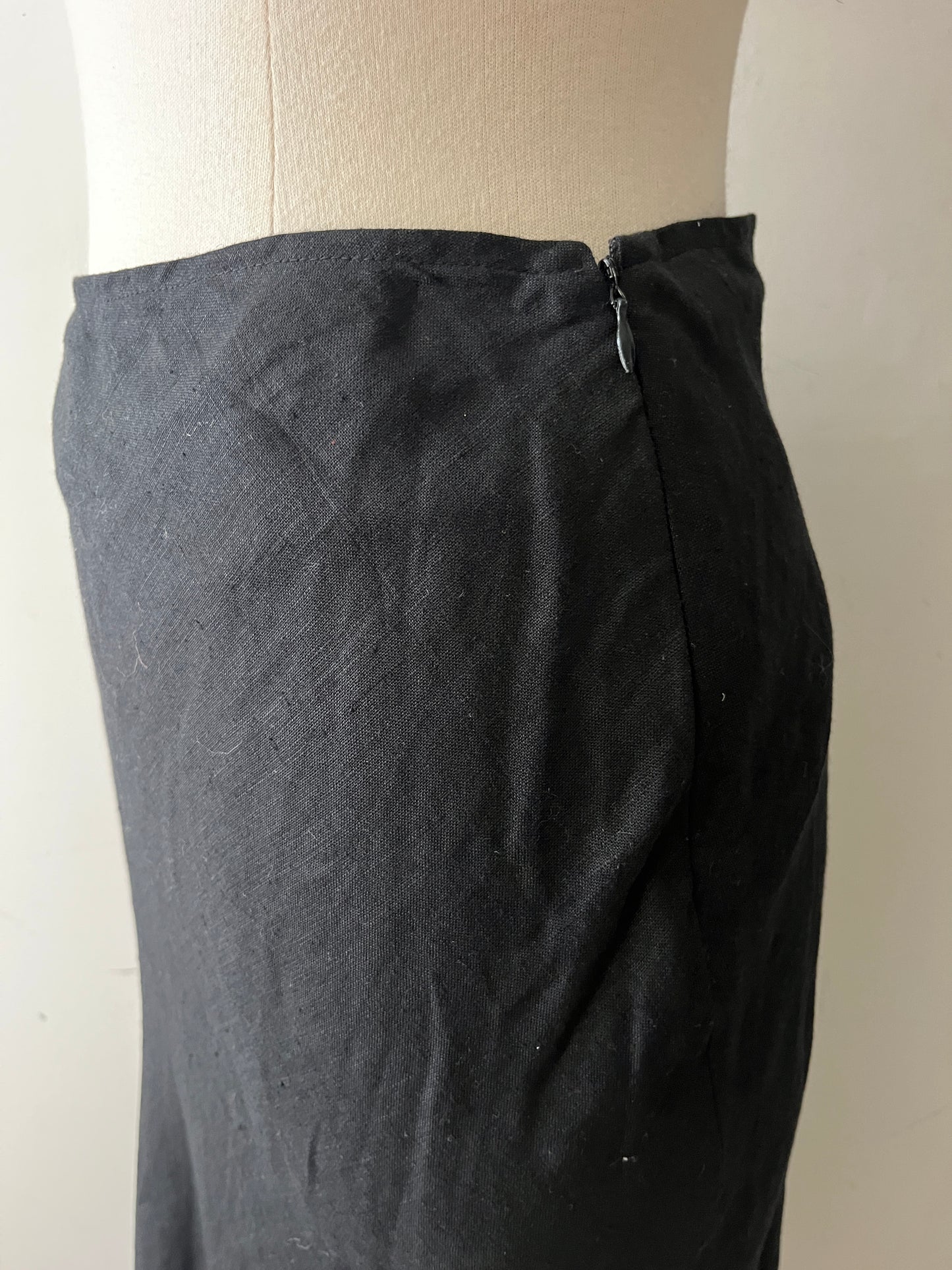 Tara Jarmon Y2K Black Fringe Hem Midi Skirt| S/M