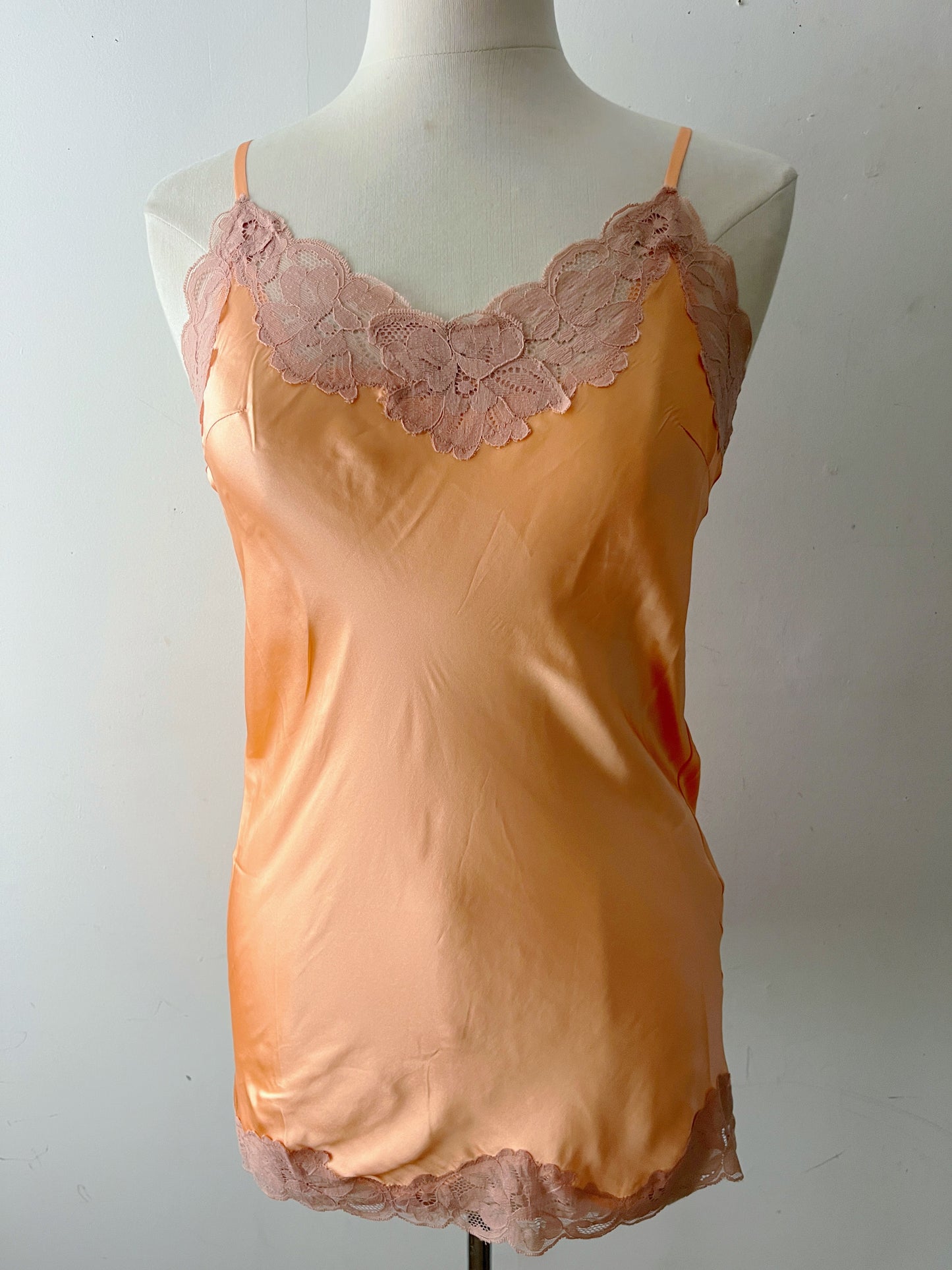 Silk Lace-Trim Long Cami Top| Small