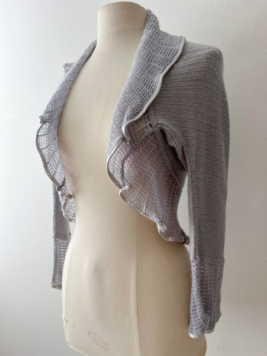 Blumarine Dove Ruffle Trim Bolero Shrug| S/M