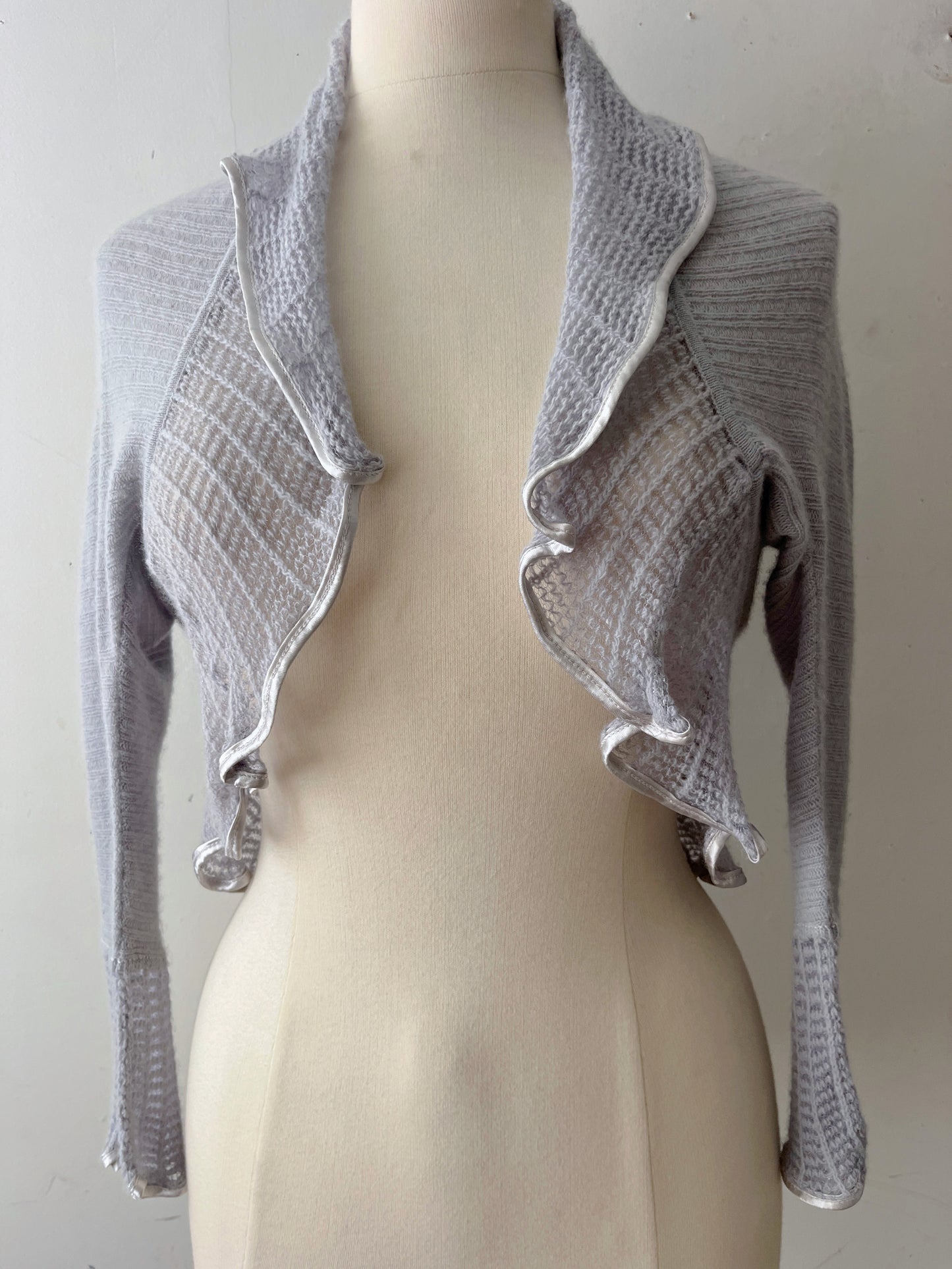Blumarine Dove Ruffle Trim Bolero Shrug| S/M