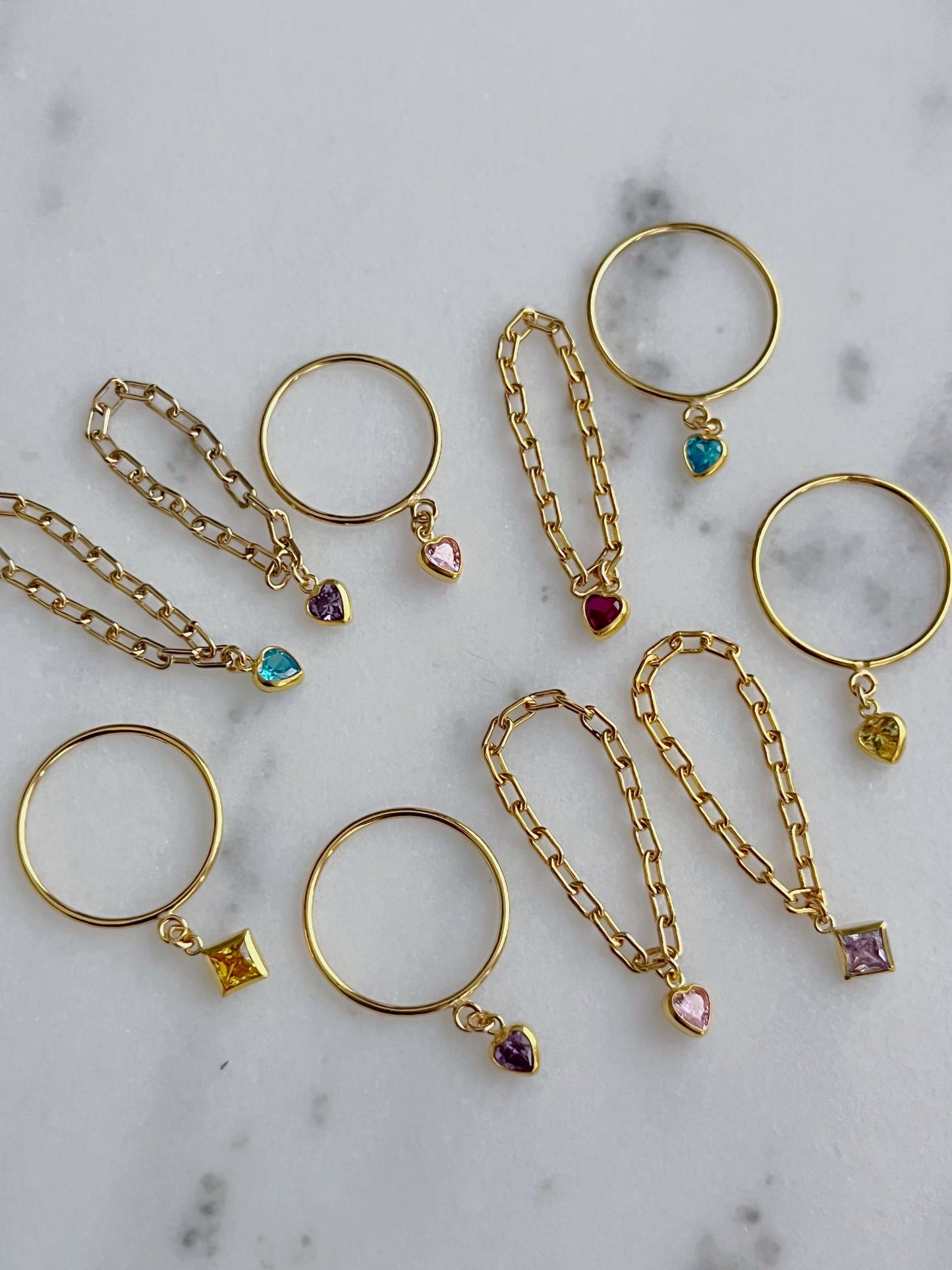 Lucky Charm Ring Paperclip Chain Red Heart| Size 7