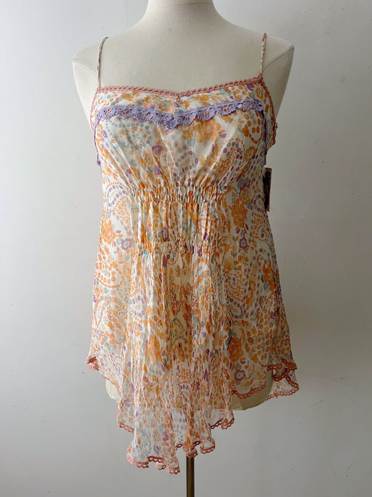 In Love Y2K Floral Silk Babydoll Fairy Top| Medium