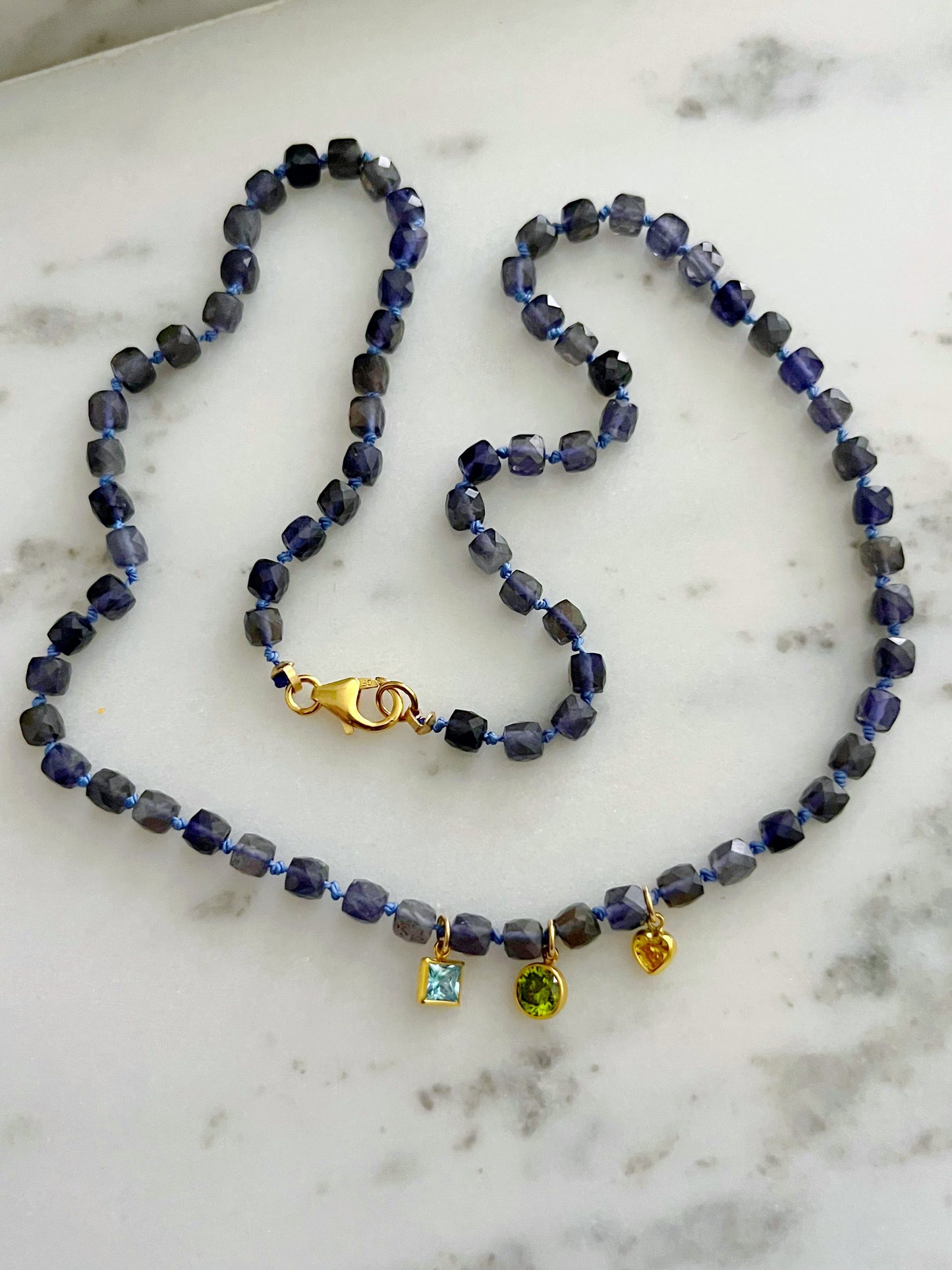 Iolite Silk Knotted Lucky Charm Necklace