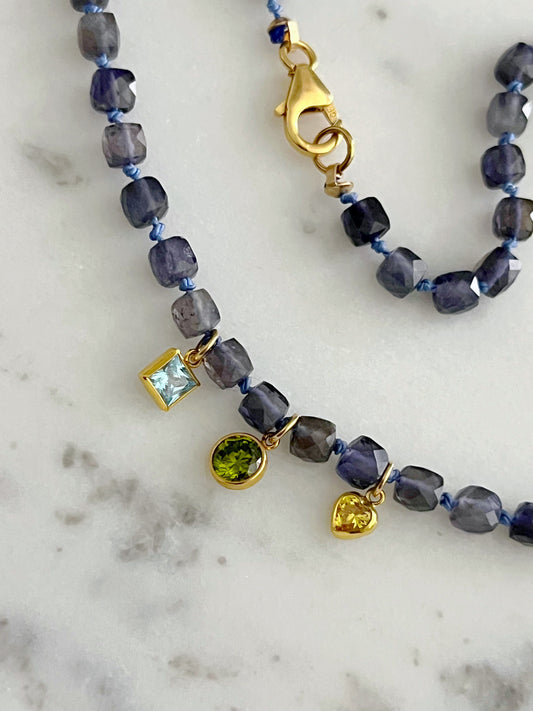 Iolite Silk Knotted Lucky Charm Necklace