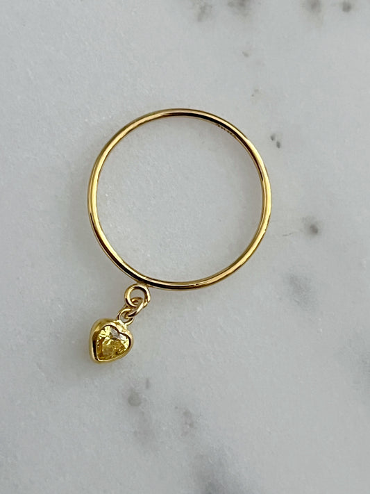 Lucky Charm Ring Yellow Heart| Size 7