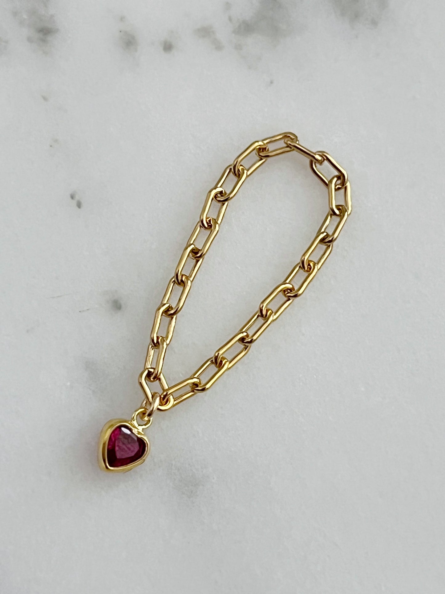 Lucky Charm Ring Paperclip Chain Red Heart| Size 7
