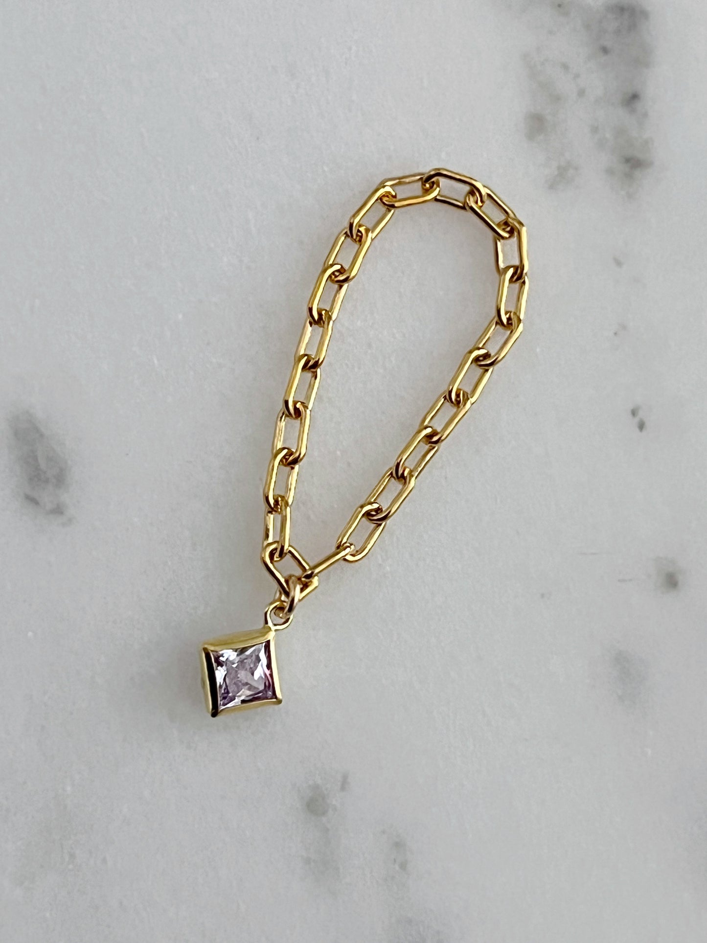 Lucky Charm Ring Paperclip Chain Pale Lavender Diamond| Size 7