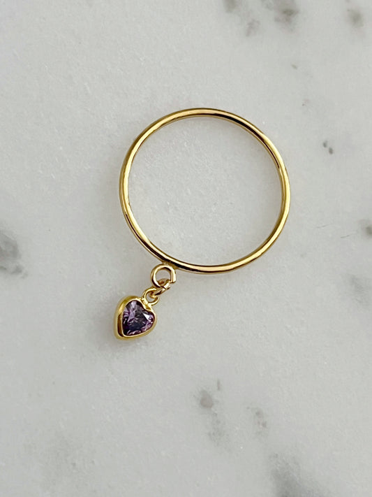 Lucky Charm Ring Purple Heart| Size 6