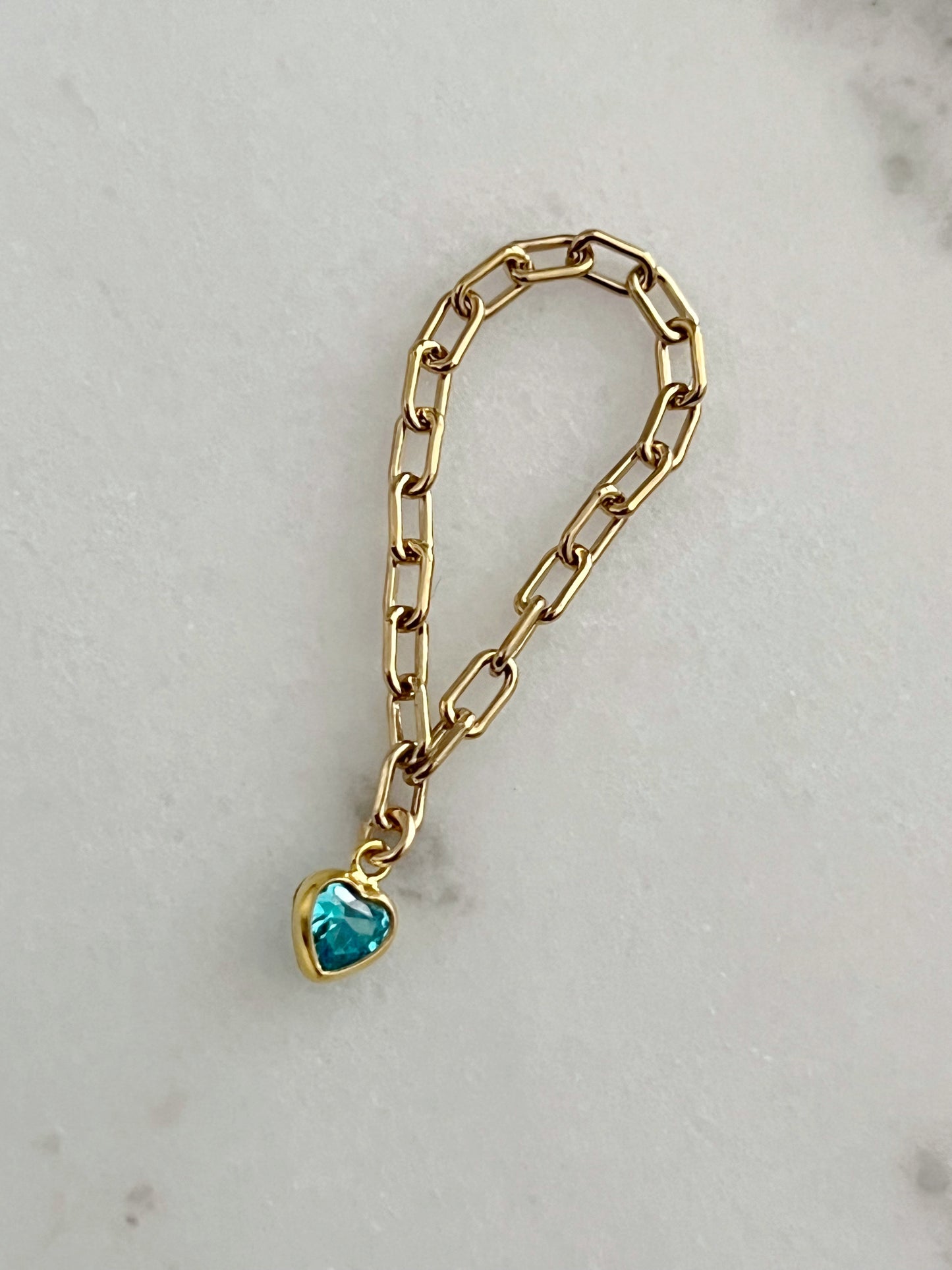 Lucky Charm Ring Paperclip Chain Turquoise Heart| Size 6
