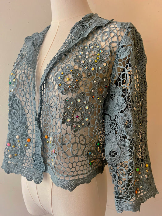 Point Lace Custom Studded Jacket| One Size