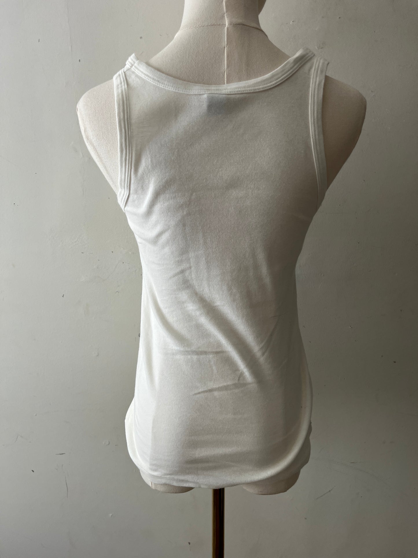 Vintage Petit Bateau White Graphic Print Tank Top| XS/S