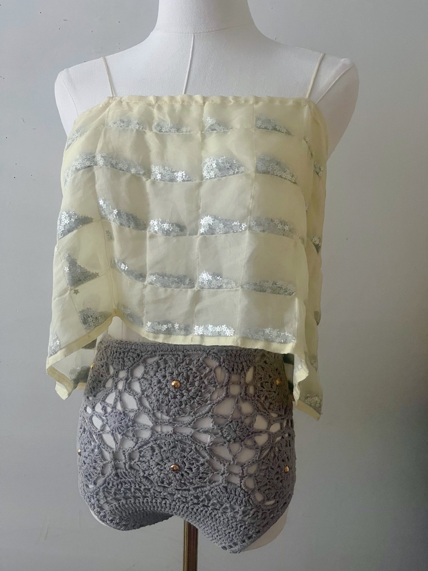 Star Confetti Organza Silk Top| One Size