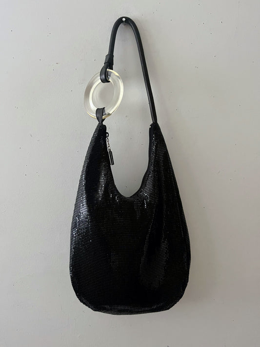 Whiting & Davis Lucite Ring Large Shoulder Bag