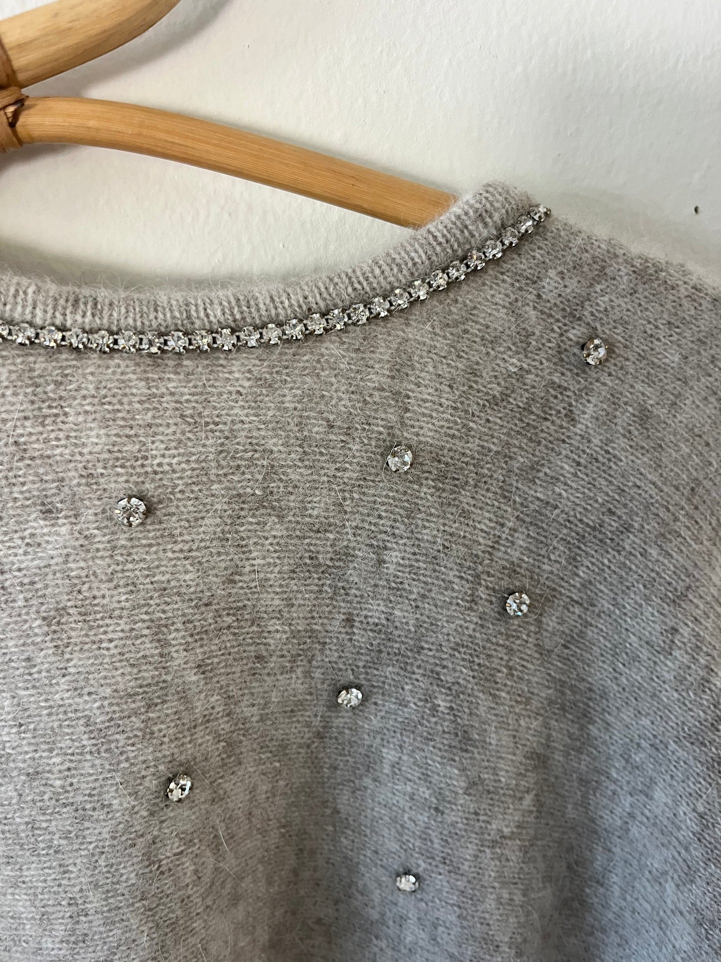 Salvatore Ferragamo Angora Knit Rhinestone Sweater | Medium