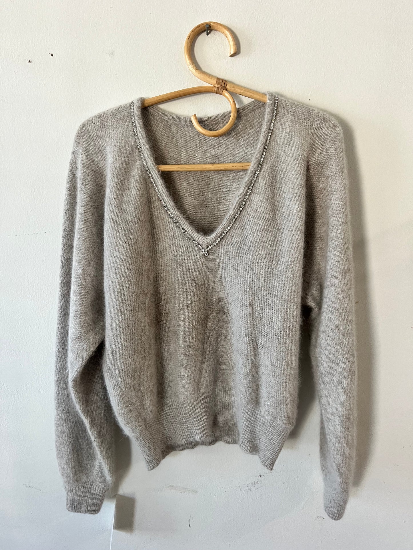 Salvatore Ferragamo Angora Knit Rhinestone Sweater | Medium