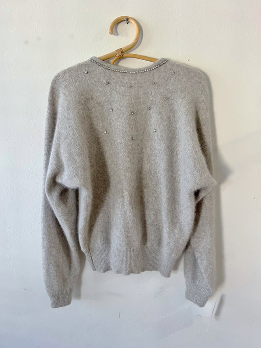 Salvatore Ferragamo Angora Knit Rhinestone Sweater | Medium