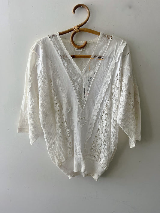 Crochet Cotton Lace Sweater Top | M/L