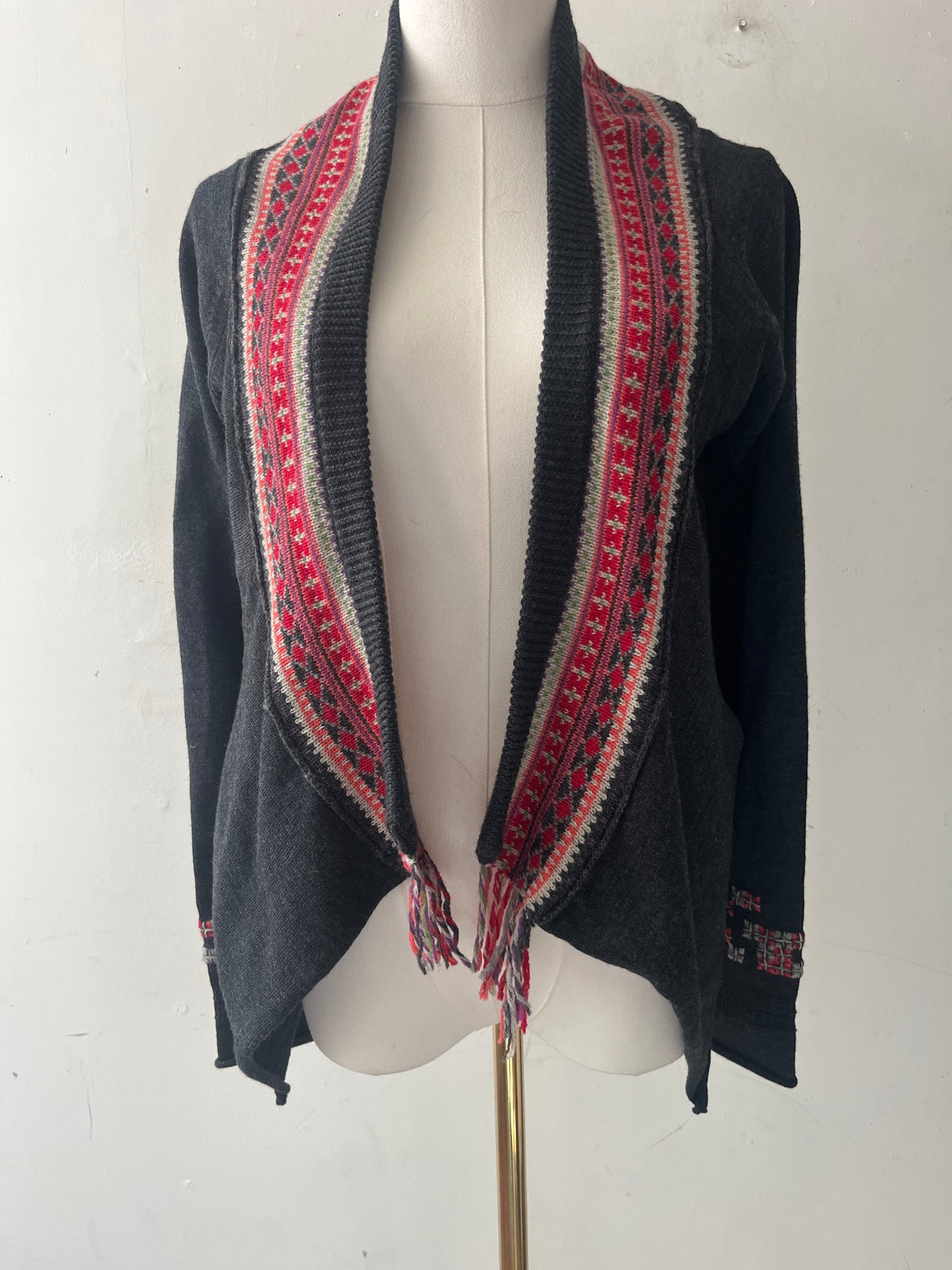 Marithe Francois Girbaud MFG Fair Isle Draped Cardigan| S/M