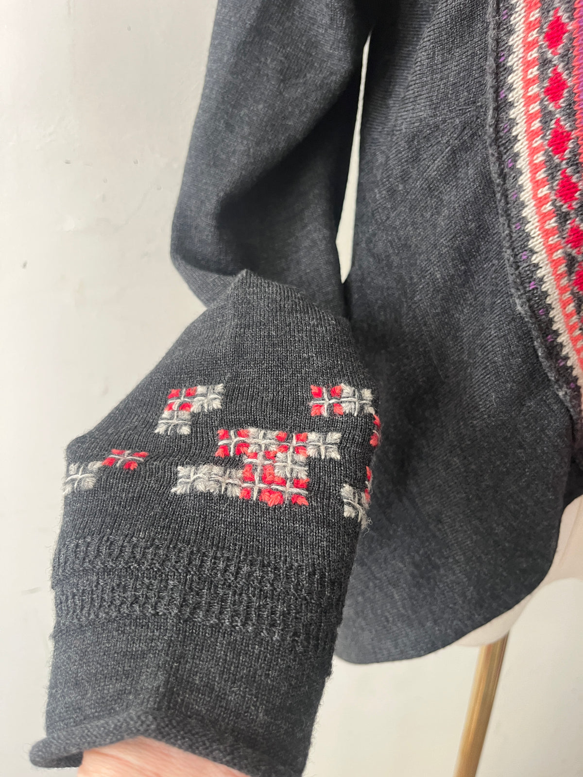 Marithe Francois Girbaud MFG Fair Isle Draped Cardigan| S/M