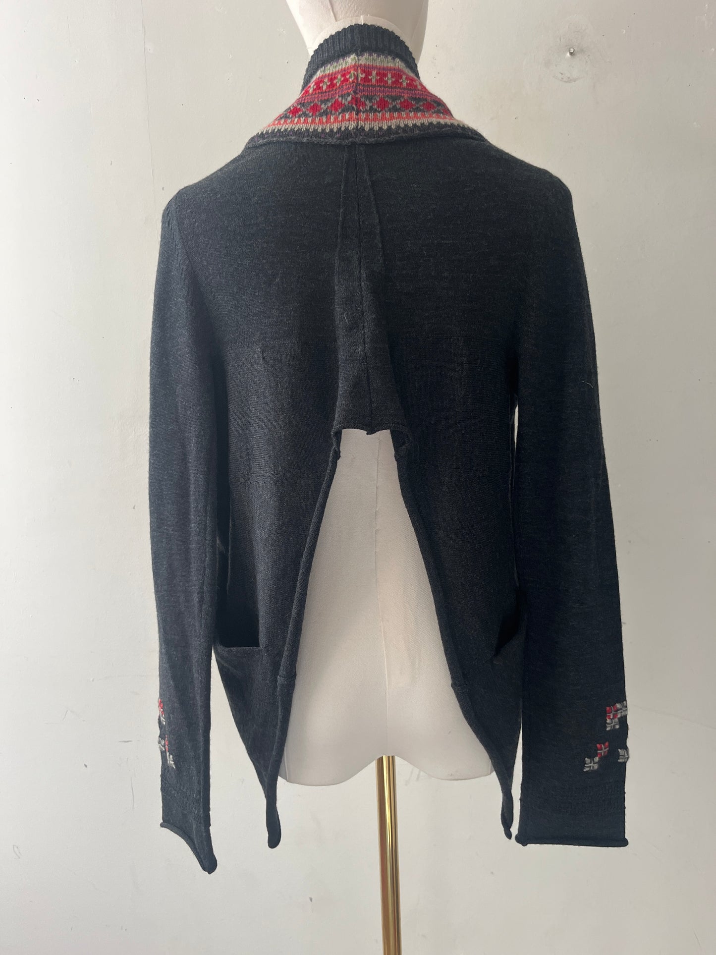 Marithe Francois Girbaud MFG Fair Isle Draped Cardigan| S/M