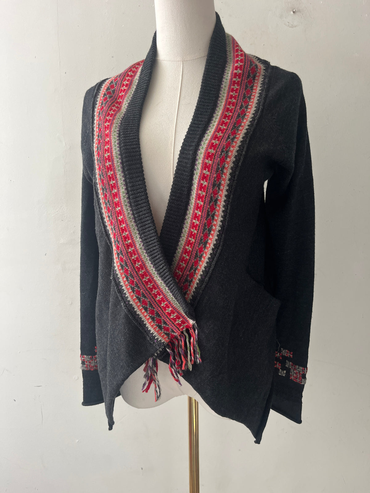 Marithe Francois Girbaud MFG Fair Isle Draped Cardigan| S/M